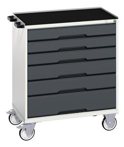 verso mobile cabinet with 6 drawers and top tray. WxDxH: 800x550x965mm. RAL 7035/5010 or selected Bott Verso Mobile  Drawer Cupboard  Tool Trolleys and Tool Butlers